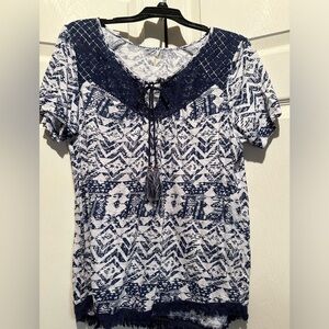 Navy and white Medium New Directions blouse